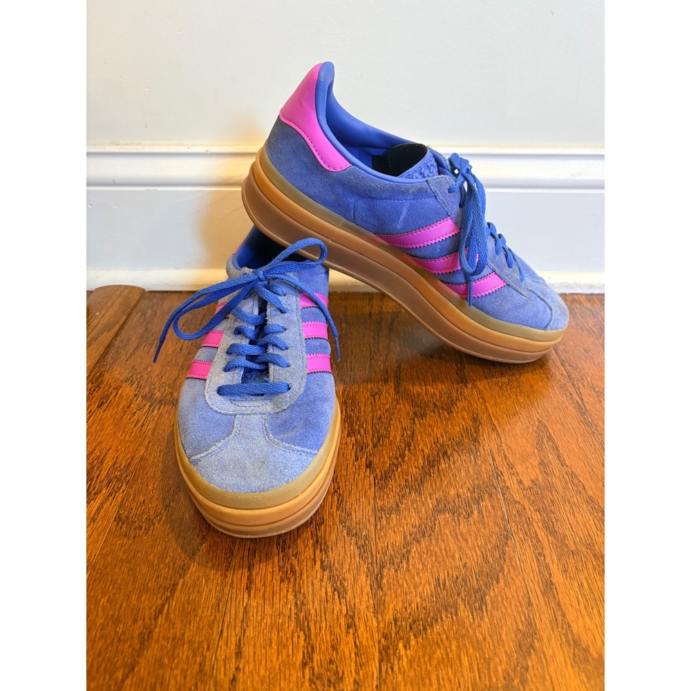 Adidas Gazelle Bold Blue Pink Platform Sneakers Suede Gum Sole ID6991 Womens 8.5